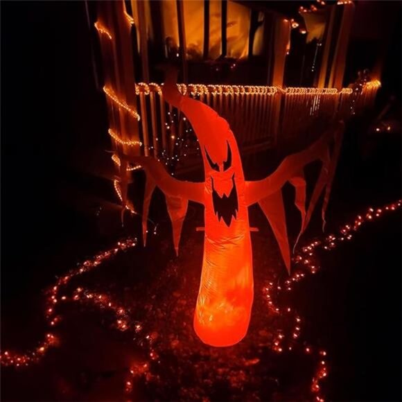 58-Inch Spooky Red Glowing Ghost Inflatable Outdoor Halloween Decoration